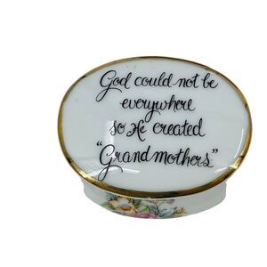 Vintage Enesco Trinket Box Grandmother Love And Floral Design